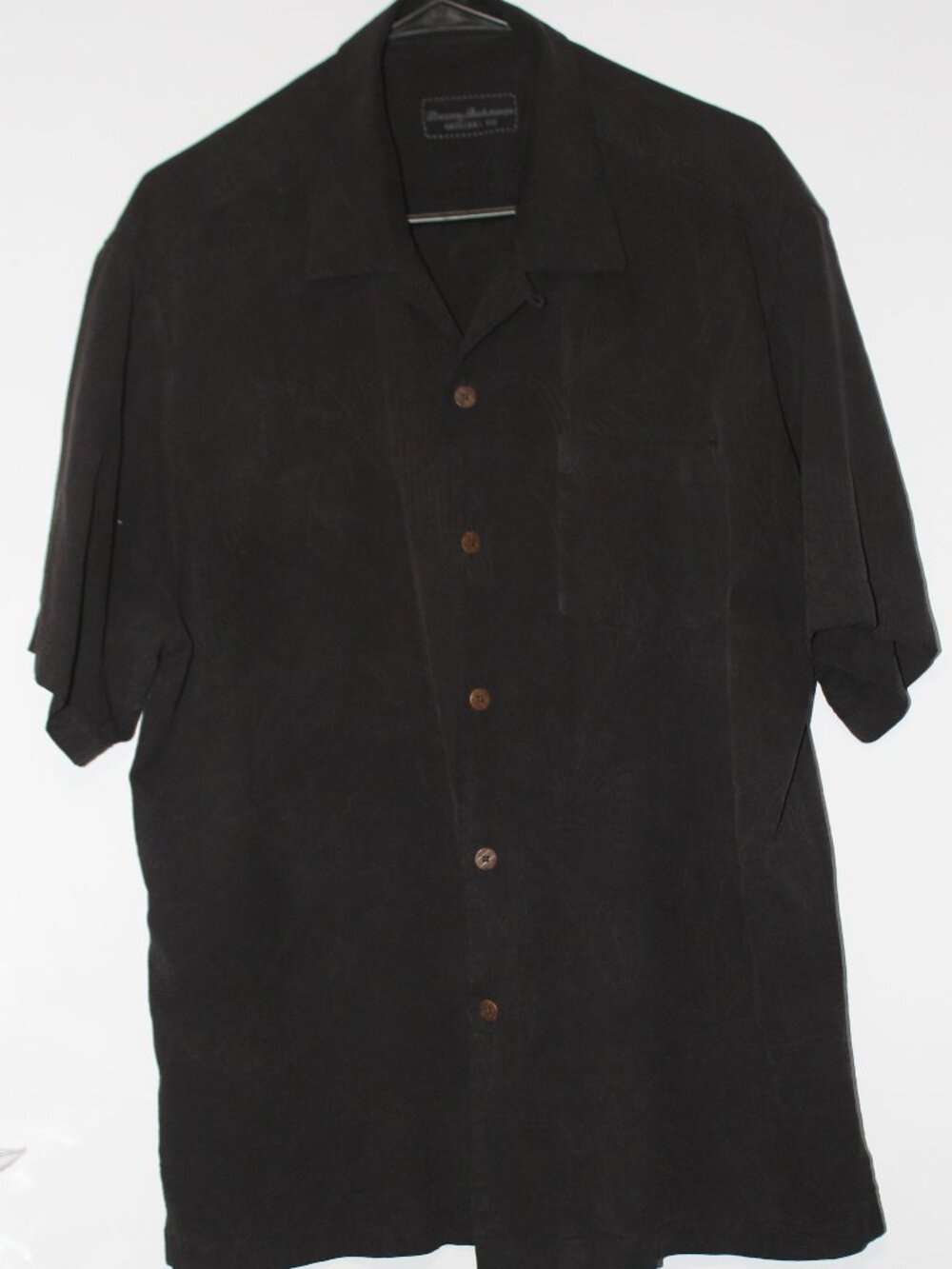 Tommy Bahama Original Fit Black 100% Silk Button Shirt Men’s Large